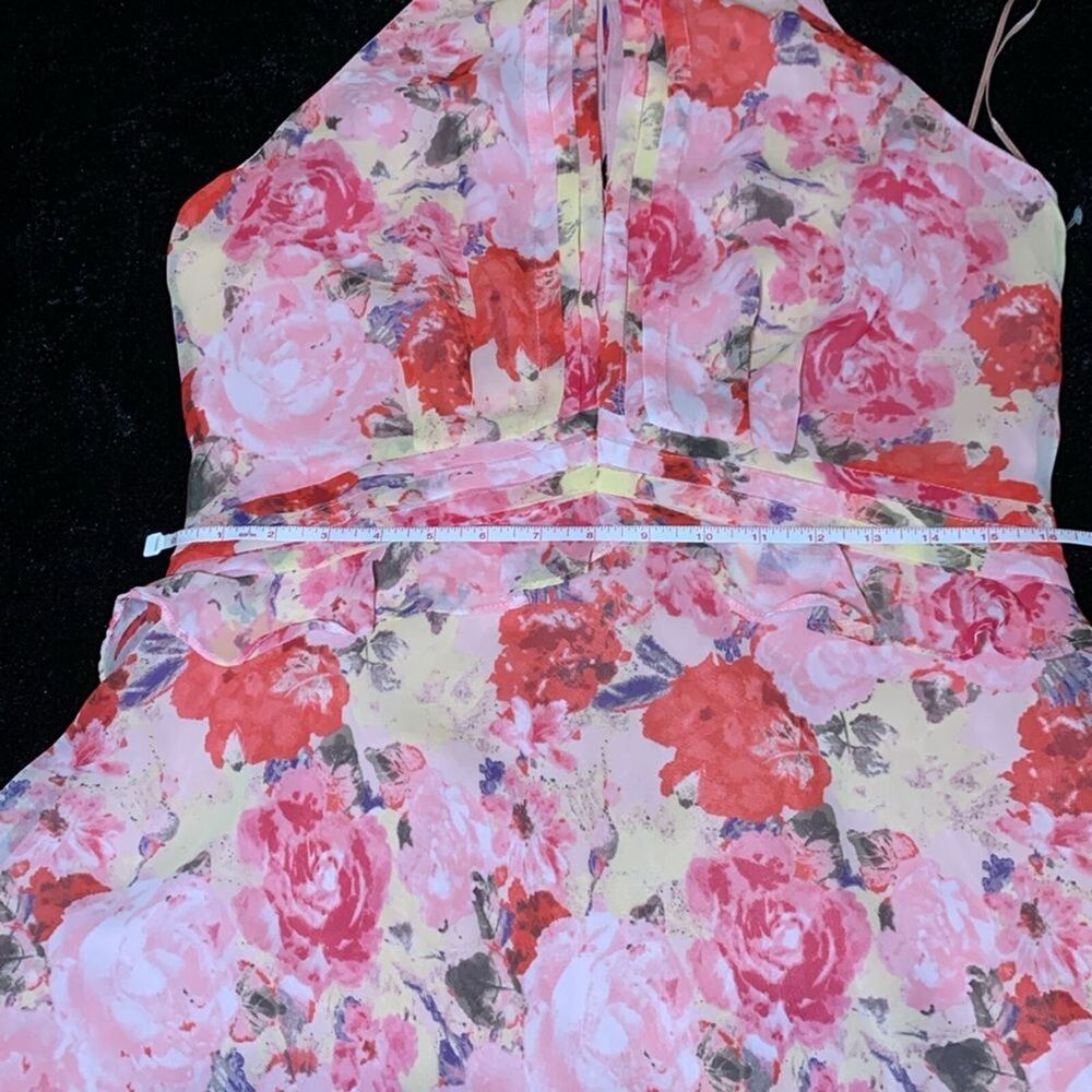 Floret Studios Floral Ruffle Waist A-line Dress in Pink Floral Size Large - Picture 4 of 16